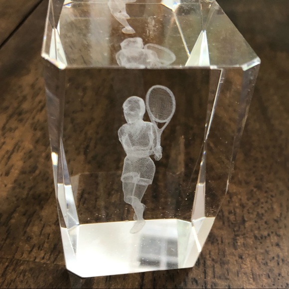 3D Laser Etched Tennis Player Paperweights - Picture 2 of 12